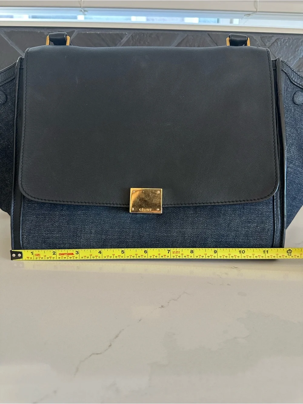 Celine Denim & Leather Trapeze Bag | Rare Vintage Chic - Picture 11 of 16